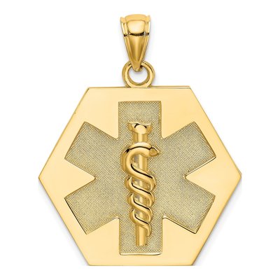 10K Yellow Gold Medical Symbol Hexagon Pendant