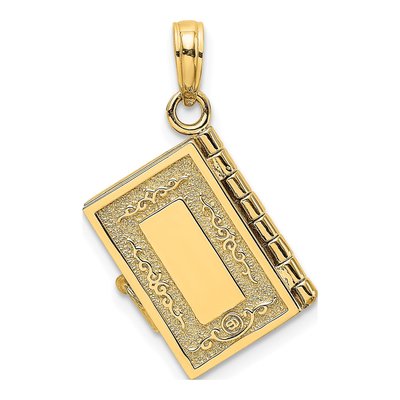 10K Yellow Gold 3D Holy Bible Pendant – view 5
