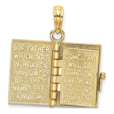 10K Yellow Gold 3D Holy Bible Pendant – view 7