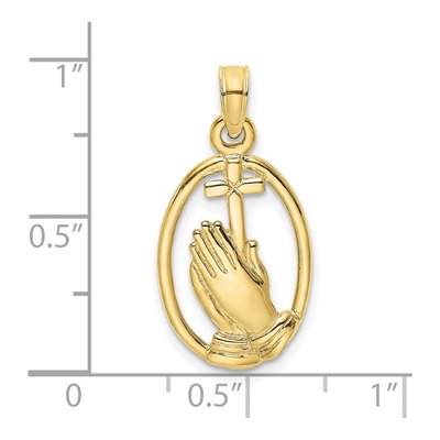 10K Yellow Gold Praying Hands Cross Charm – view 4