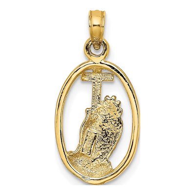 10K Yellow Gold Praying Hands Cross Charm – view 5