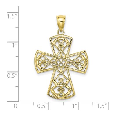 10K Yellow Gold Filigree Cross Pendant – view 4