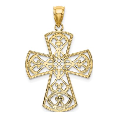 10K Yellow Gold Filigree Cross Pendant – view 5