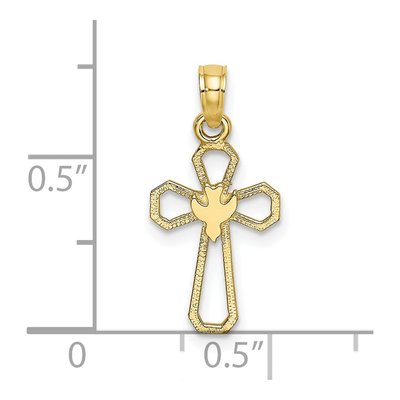 10K Yellow Gold Cut-Out Cross Dove Pendant – view 4