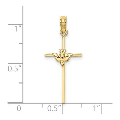 10K Yellow Gold Dove on Cross Pendant – view 4