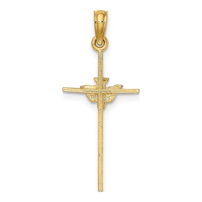 10K Yellow Gold Dove on Cross Pendant – view 5