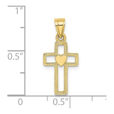 10K Yellow Gold Cut-Out Cross Heart Charm – view 3