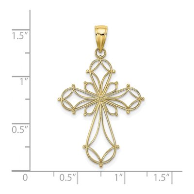 10K Yellow Gold Cut-Out Cross Pendant – view 4