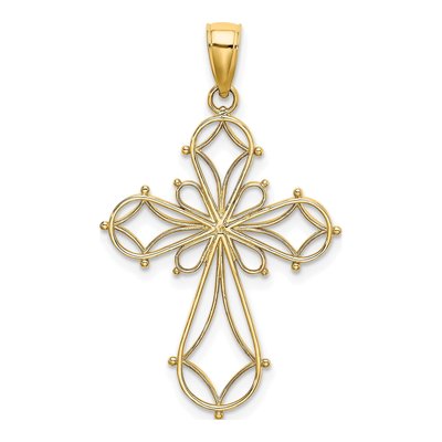 10K Yellow Gold Cut-Out Cross Pendant – view 5