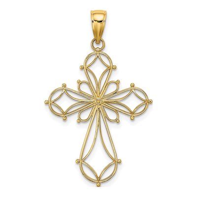 10K Yellow Gold Cut-Out Cross Pendant