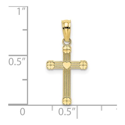 10K Yellow Gold Textured Small Cross Charm – view 4