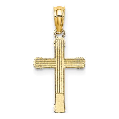 10K Yellow Gold Textured Small Cross Charm – view 5