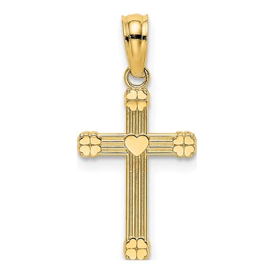 10K Yellow Gold Textured Small Cross Charm