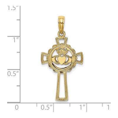 10K Yellow Gold Claddagh Cross Pendant – view 4