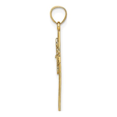10K Yellow Gold Cross Flower Pendant – view 3