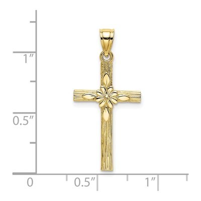 10K Yellow Gold Cross Flower Pendant – view 4