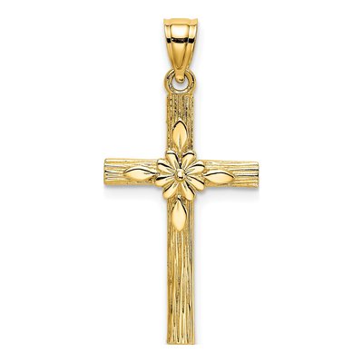 10K Yellow Gold Cross Flower Pendant