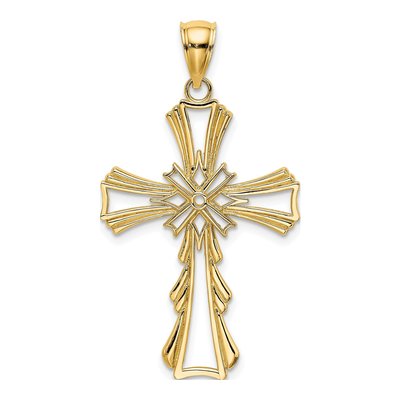 10K Yellow Gold Cut-Out Cross Pendant