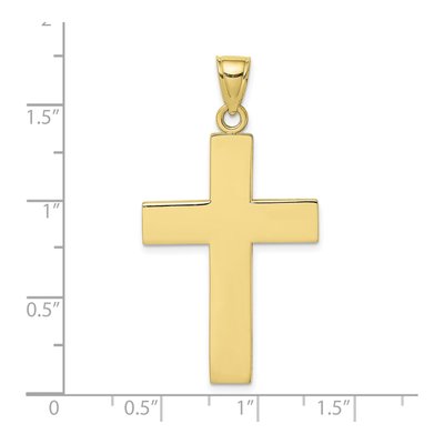 10K Yellow Gold Large Block Cross Pendant – view 4