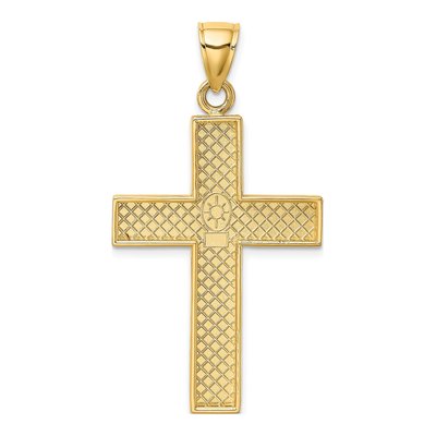 10K Yellow Gold Large Block Cross Pendant – view 5