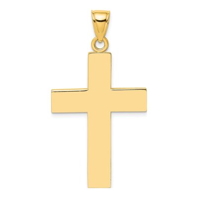 10K Yellow Gold Large Block Cross Pendant