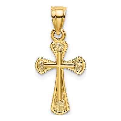 10K Yellow Gold Textured Cross Pendant