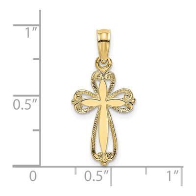 10K Yellow Gold Cut-Out Cross Pendant – view 4