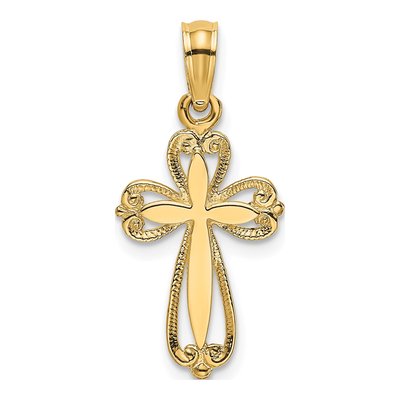 10K Yellow Gold Cut-Out Cross Pendant