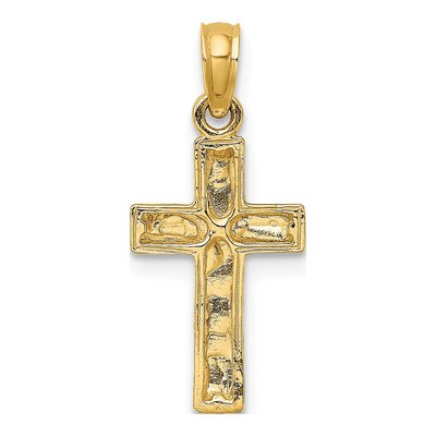 10K Yellow Gold Textured Cross Pendant – view 4