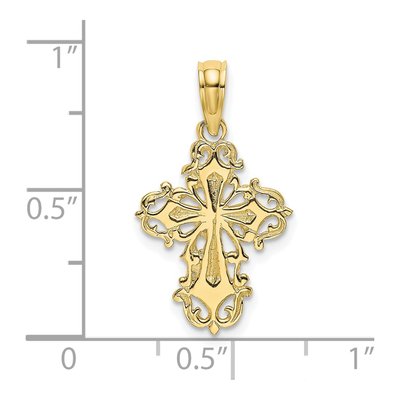 10K Yellow Gold Delicate Cross Pendant – view 4