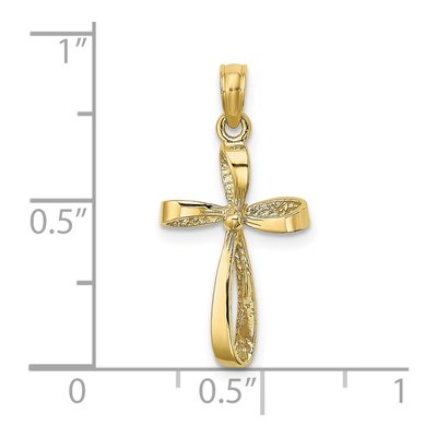 10K Yellow Gold Twisted Cross Pendant – view 4