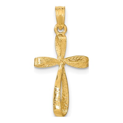 10K Yellow Gold Twisted Cross Pendant – view 5