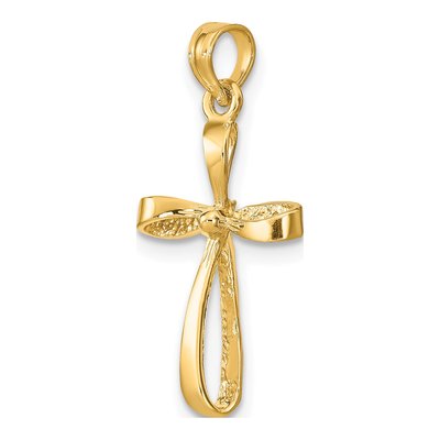 10K Yellow Gold Twisted Cross Pendant – view 6