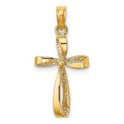 10K Yellow Gold Twisted Cross Pendant