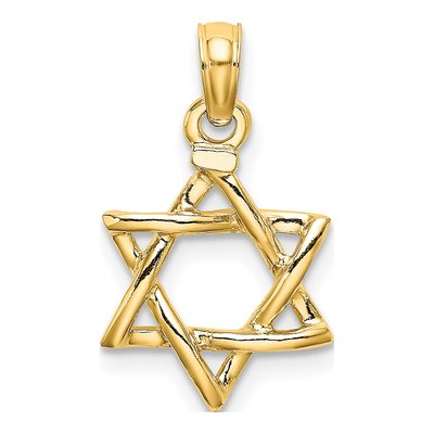 10K Yellow Gold 3D Star of David Pendant – view 5