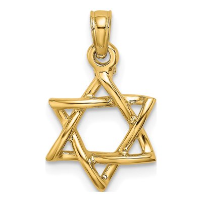 10K Yellow Gold 3D Star of David Pendant