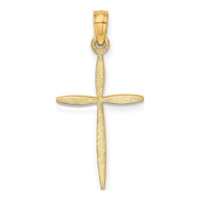 10K Yellow Gold Diamond-Cut Cross Pendant – view 4