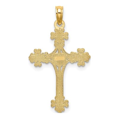 10K Yellow Gold Beaded Cross Charm – view 5