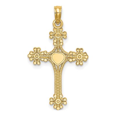 10K Yellow Gold Beaded Cross Charm