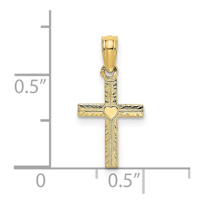 10K Yellow Gold Mini Cross Heart Pendant – view 4