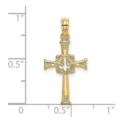 10K Yellow Gold Cross Dove Pendant – view 4