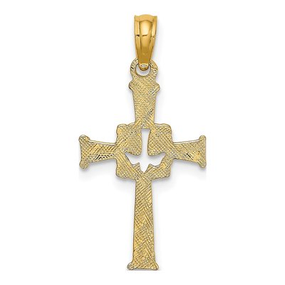 10K Yellow Gold Cross Dove Pendant – view 5