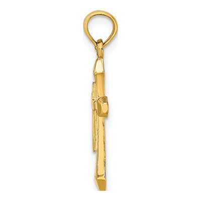 10K Yellow Gold Beveled Cross Pendant – view 3