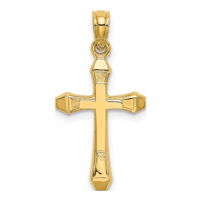 10K Yellow Gold Beveled Cross Pendant