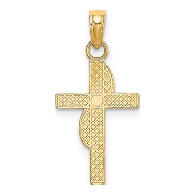 10K Yellow Gold Banner Cross Pendant – view 4