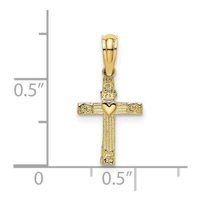 10K Yellow Gold Mini Cross Heart Pendant – view 4