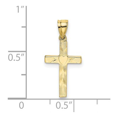 10K Yellow Gold Cross Heart Pendant – view 3
