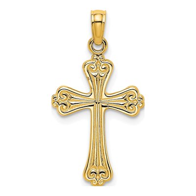 10K Yellow Gold Textured Cross Pendant