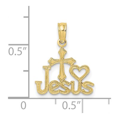 10K Yellow Gold Jesus Cross Heart Pendant – view 4