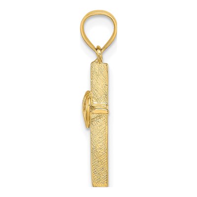 10K Yellow Gold Double Hearts Cross Pendant – view 3